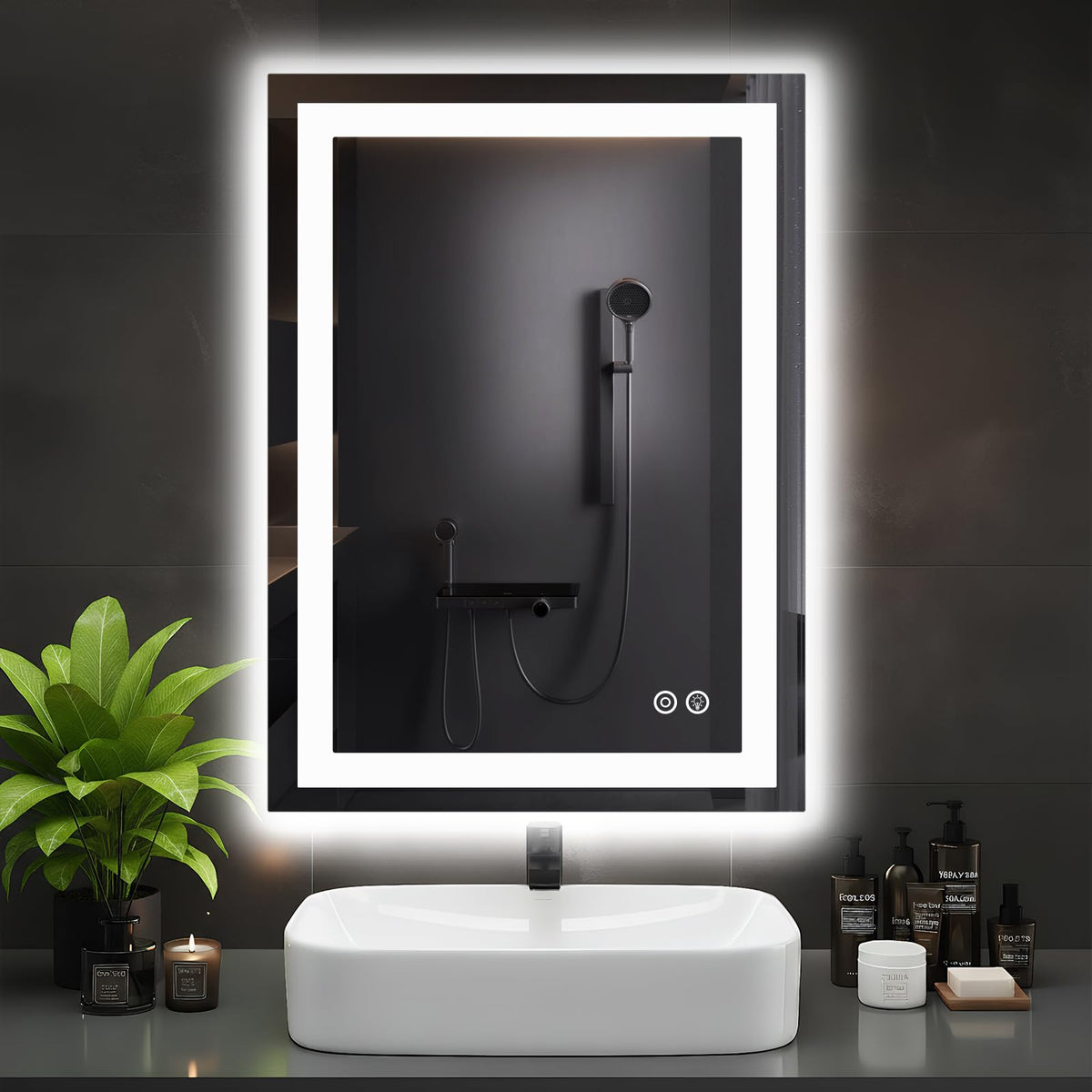 DUMOS 28 Inch Round LED Bathroom Mirror with Lights, Circle Vanity Mirror