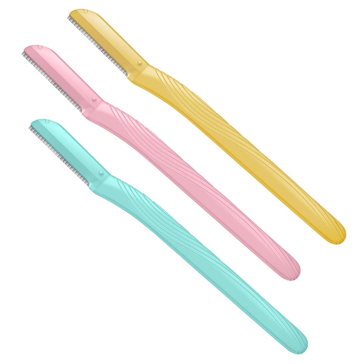 Amazon Basics Women's Dermaplaning Tool, Peach Fuzz Remover, Facial Hair Removal, Exfoliating Face Razor with Microguard Blade for Safe Eyebrow Shaping, Includes Blade Cover, Multicolor, 3 Count