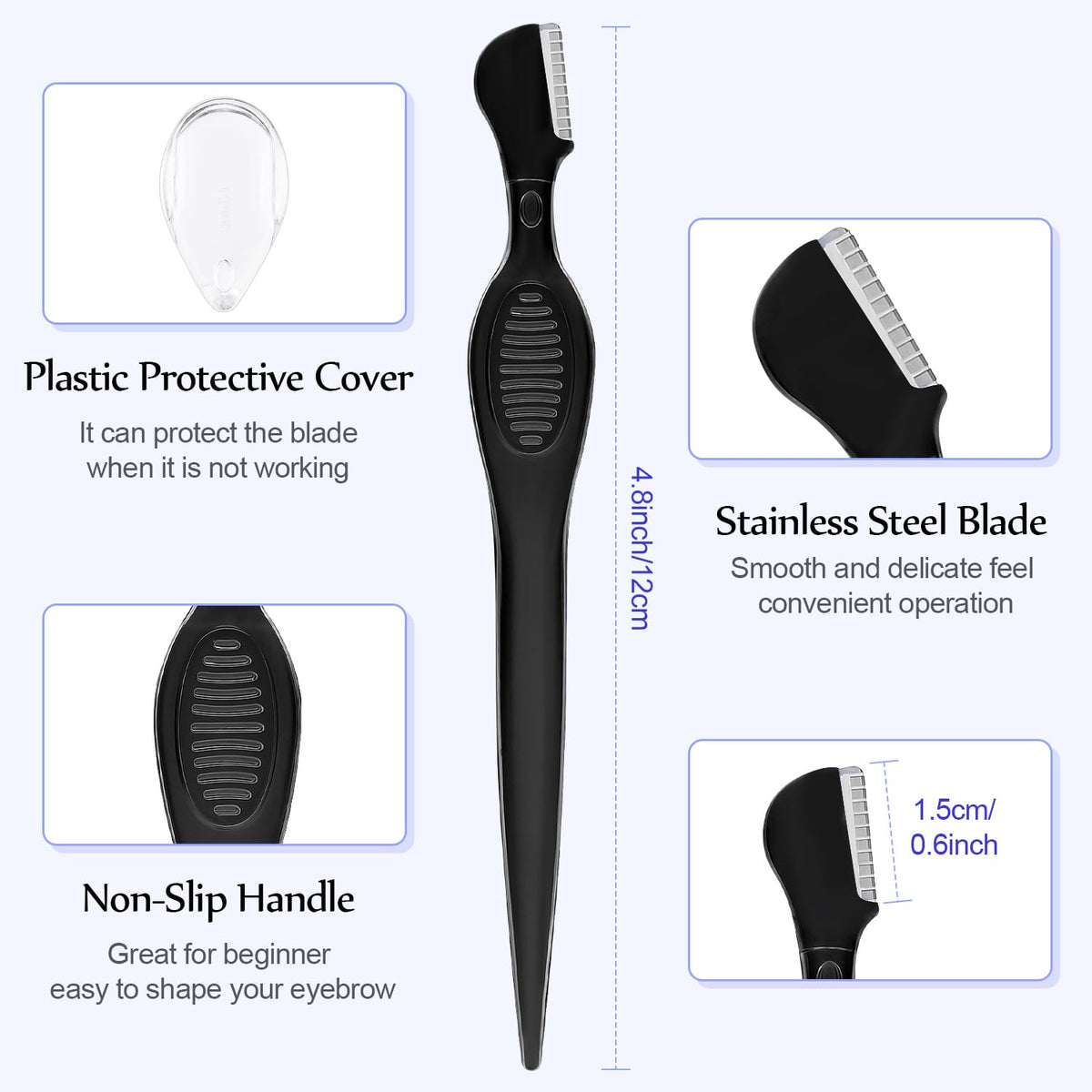 Mudder 21 Pcs Eyebrow Razor Face Trimmer Cover,Black
