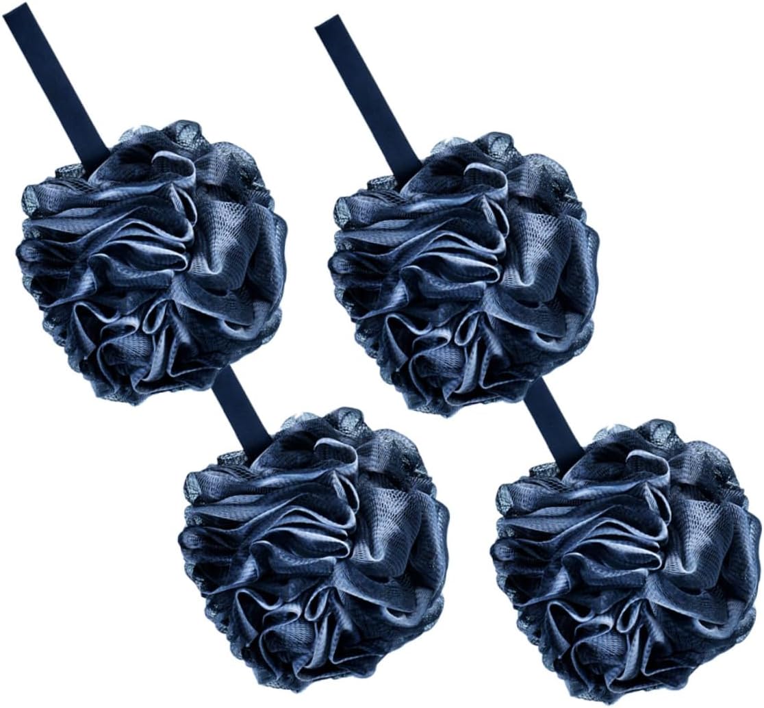 Baluue 4pcs Charcoal Shower Loofahs Exfoliating Mesh Bath for Body Washing Skin-Friendly and Rich Bubble for Men and Women Each