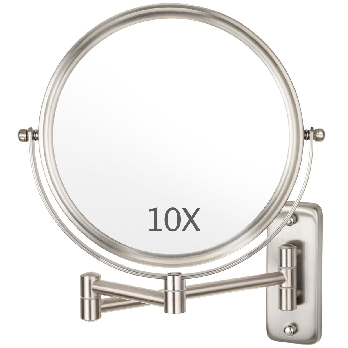 Wall Mounted Makeup Mirror - 1X/10X Magnifying Mirror Double Sided, 8 Inch Extendable Bathroom Mirror, Nickel Finish