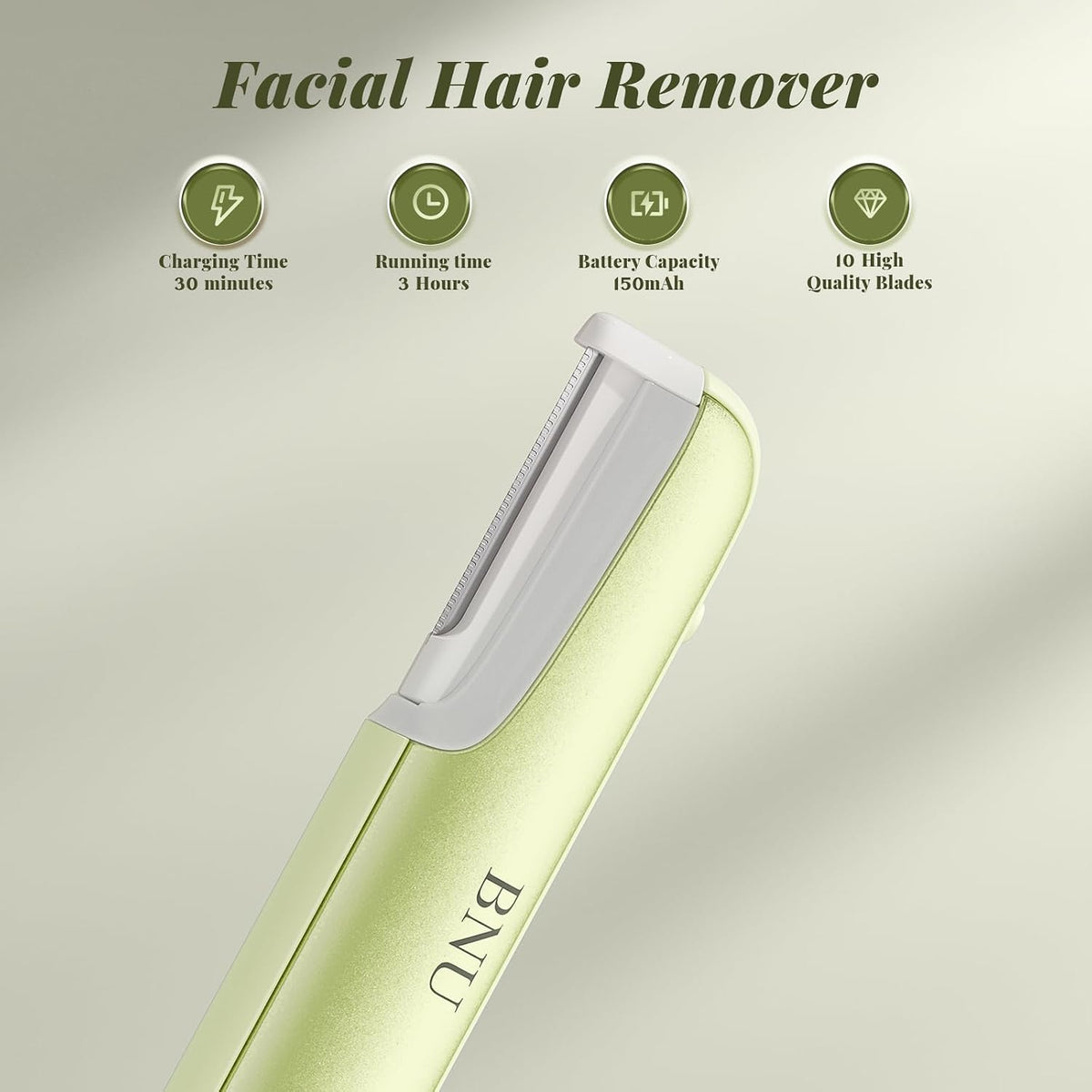 BNU Dermaplane Razor for Women Face Razor Facial Hair Removal Green