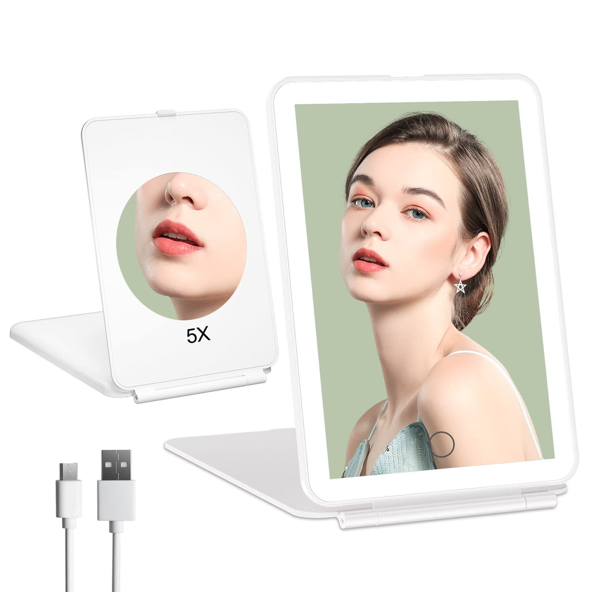 FUNTOUCH Rechargeable Travel Makeup Mirror with 72 Led Lights