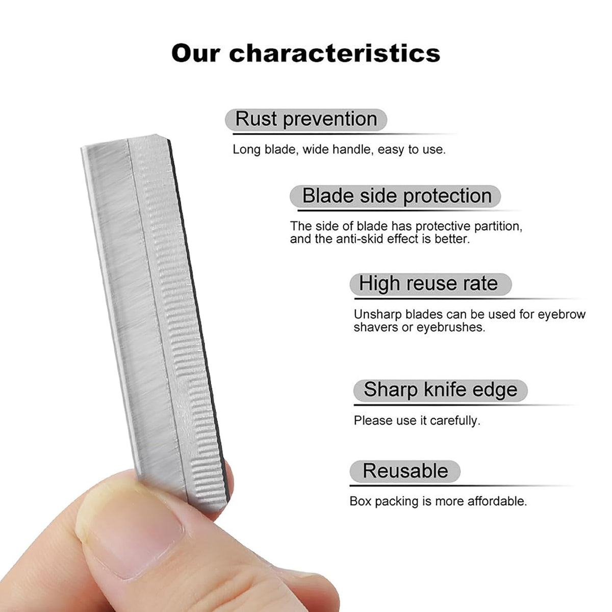 50Pcs Single Edge Razor Blades, Stainless Steel Straight Razor Blade Refills, Eyebrow Trimmer Facial Hair Blades for Women and Men