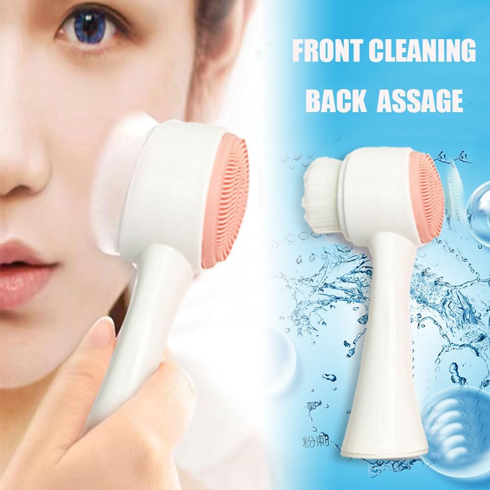 Manual Facial Cleansing Brush, Face Washing Tools,Headbands, Wrist Band ，Facial Mask Brush and Powder Puff（Pink