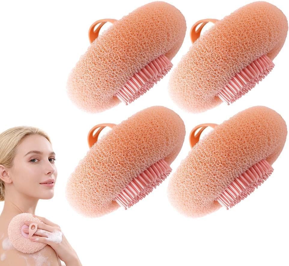 Super Soft Sunflower Suction Cup Bath Ball, 2026 New Exfoliating Bath Bath Sponge Cleaning Brush with Finger Rings for Women and Men (Begie, 4 pcs) (Set)