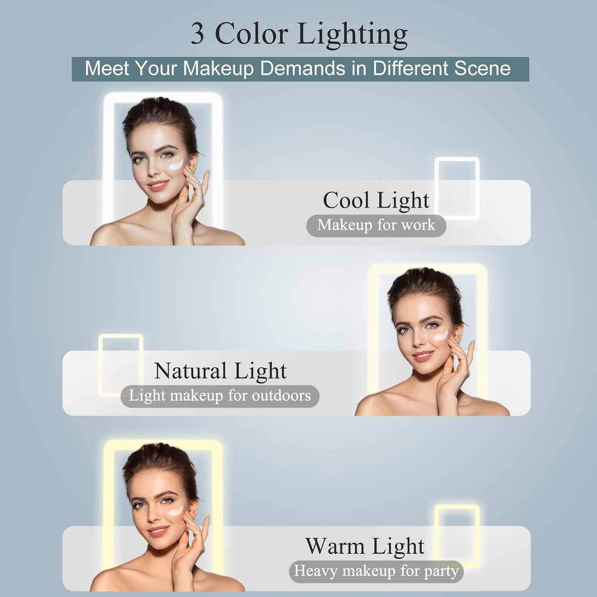 FUNTOUCH Rechargeable Travel Makeup Mirror with 72 Led Lights