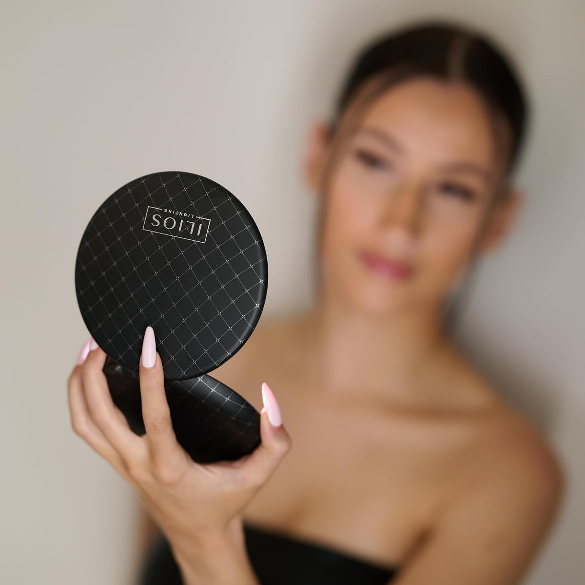 Ilios Lighting LED Compact Mirror with Light — 1x & 10x Magnification, 30-Day Battery, USB-C Rechargeable, 5-Inch Foldable Travel Makeup Mirror with Case (Black)