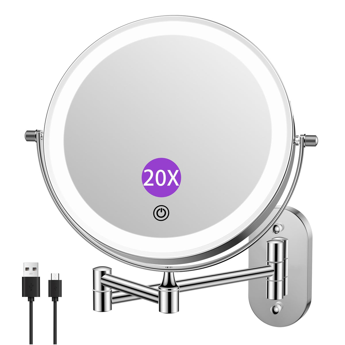FUNTOUCH 5000mAh Rechargeable Wall Mounted Lighted Makeup Mirror 1X30X