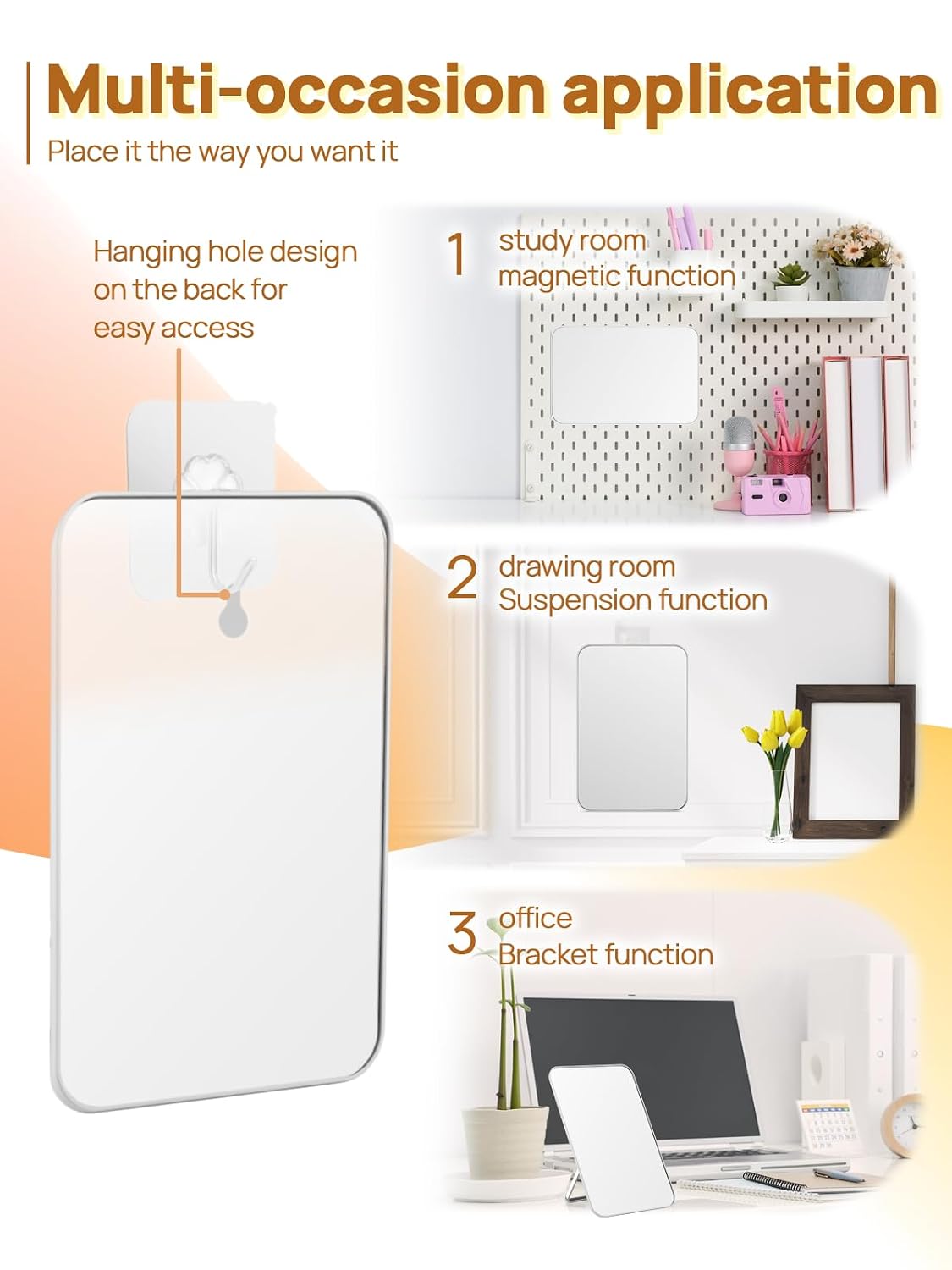 OMIRO 8 x 5 in Desk Makeup Mirror with Stand and Hanging Hole, White
