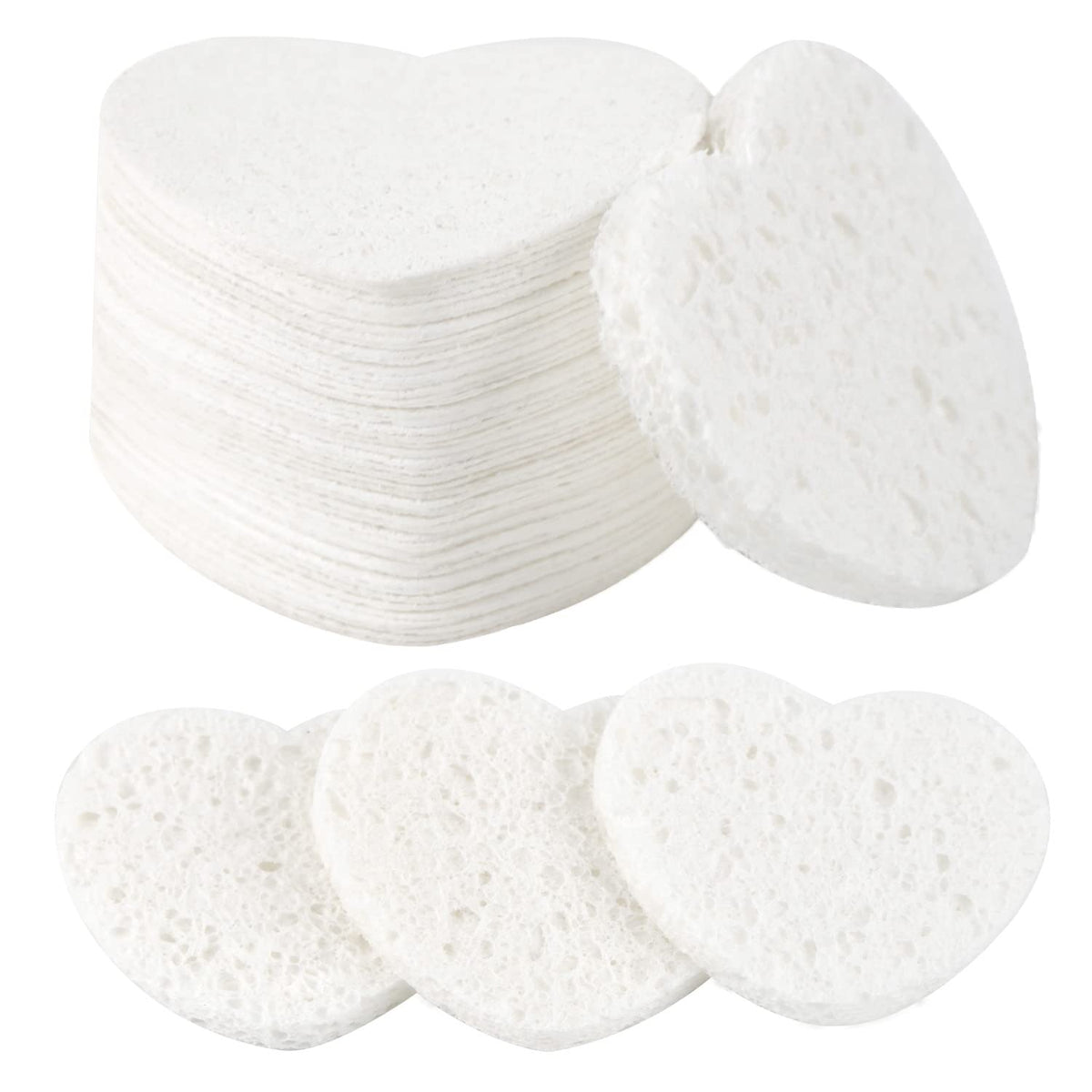 100-Count Compressed Facial Sponges for Estheticians Heart Shape Natural Cellulose Sponge Professional Cosmetic Spa Sponges for Face Cleansing, Massage, Pore Exfoliating, Mask, Makeup Removal, Black