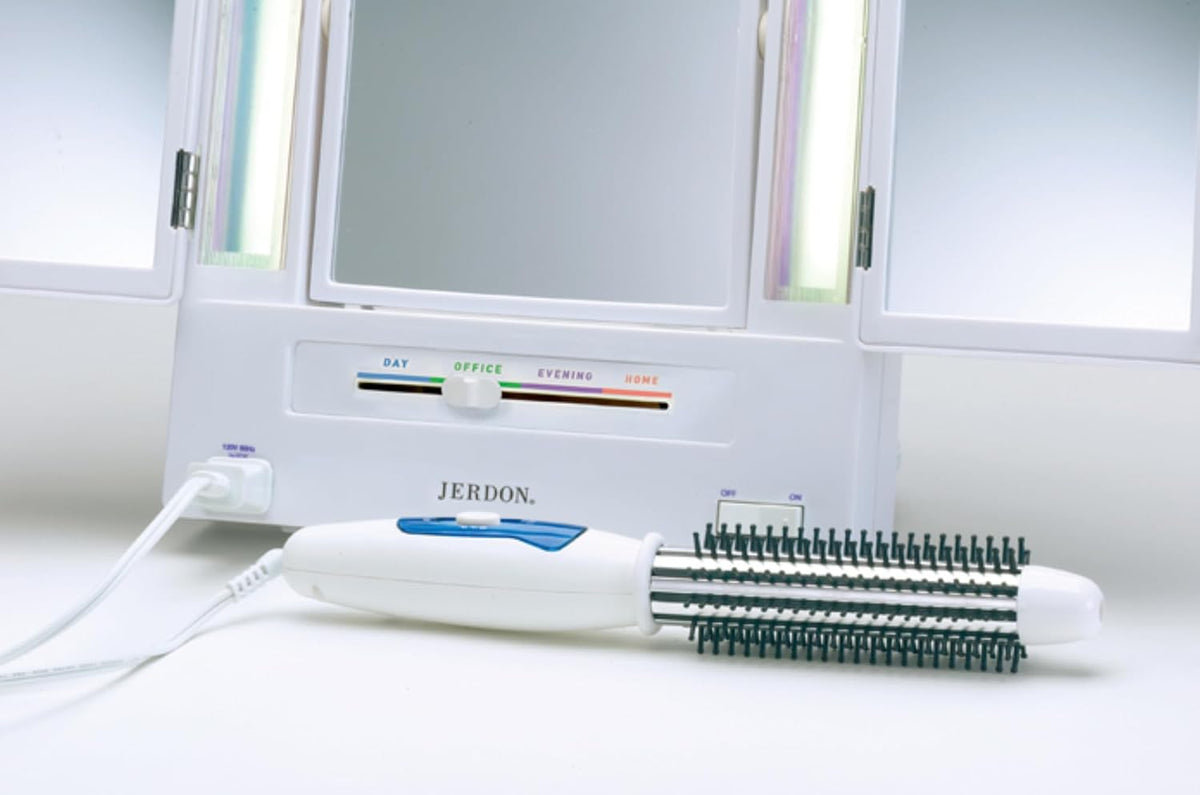 JERDON Lighted Makeup Mirror with 5X Magnification - White - JGL9W