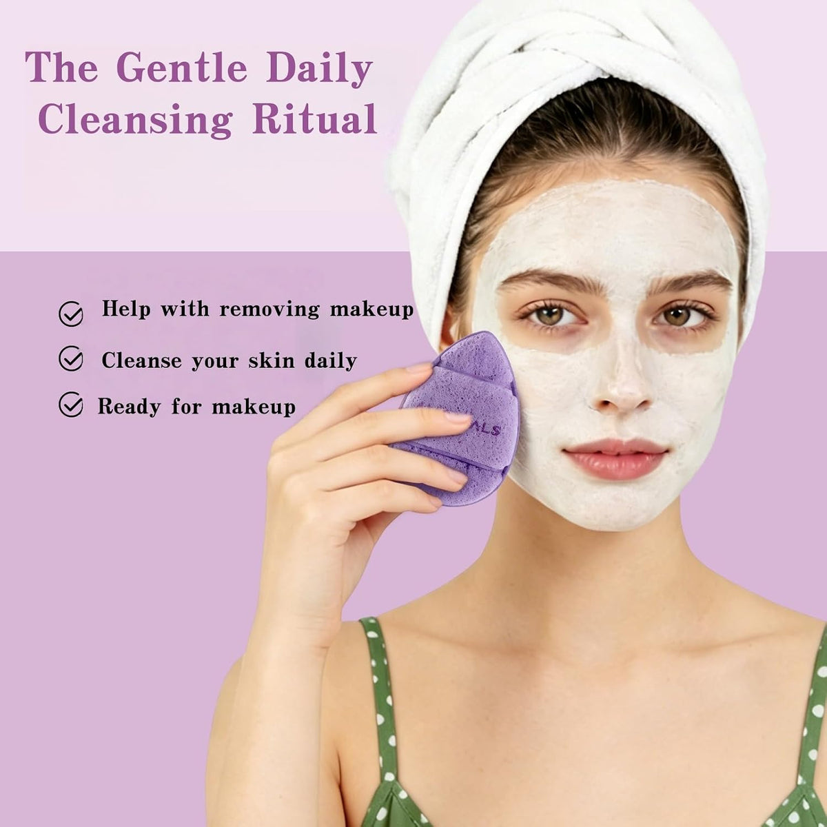 Facial Sponge 1 Pack - Reusable Makeup Remover Pads & Cleansing Sponge, Washable Exfoliating Face Pad for Dirt and Blackheads