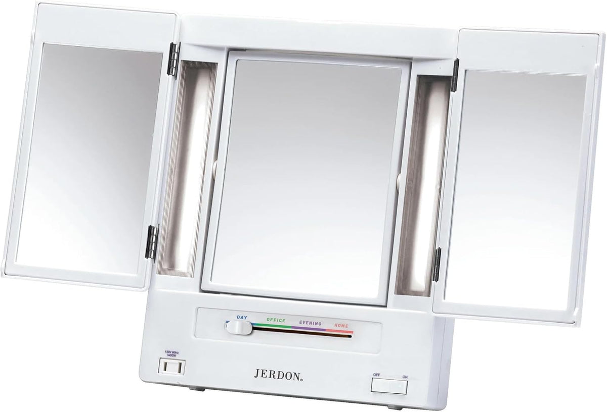 JERDON Lighted Makeup Mirror with 5X Magnification - White - JGL9W