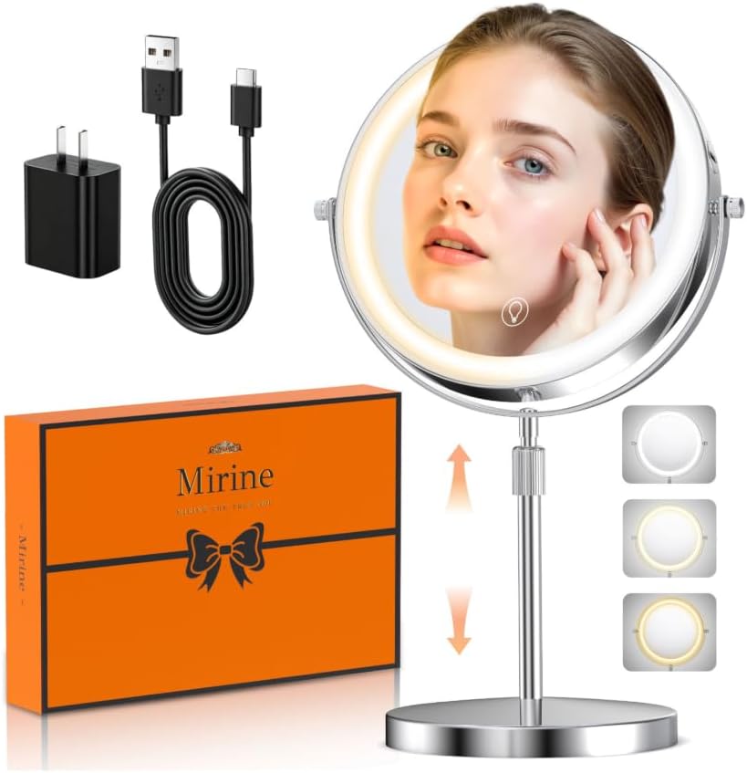 Professional 9" Lighted Makeup Mirror with Magnification 1X/20X 3600 Lux