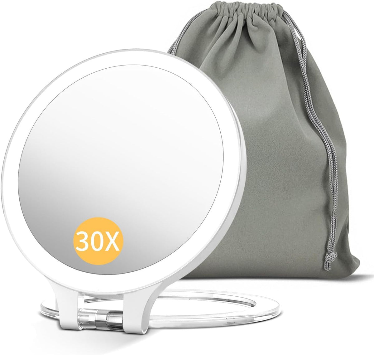 FASCINATE Travel 30X/1X Magnifying Mirror with Light Double Sided Mirror