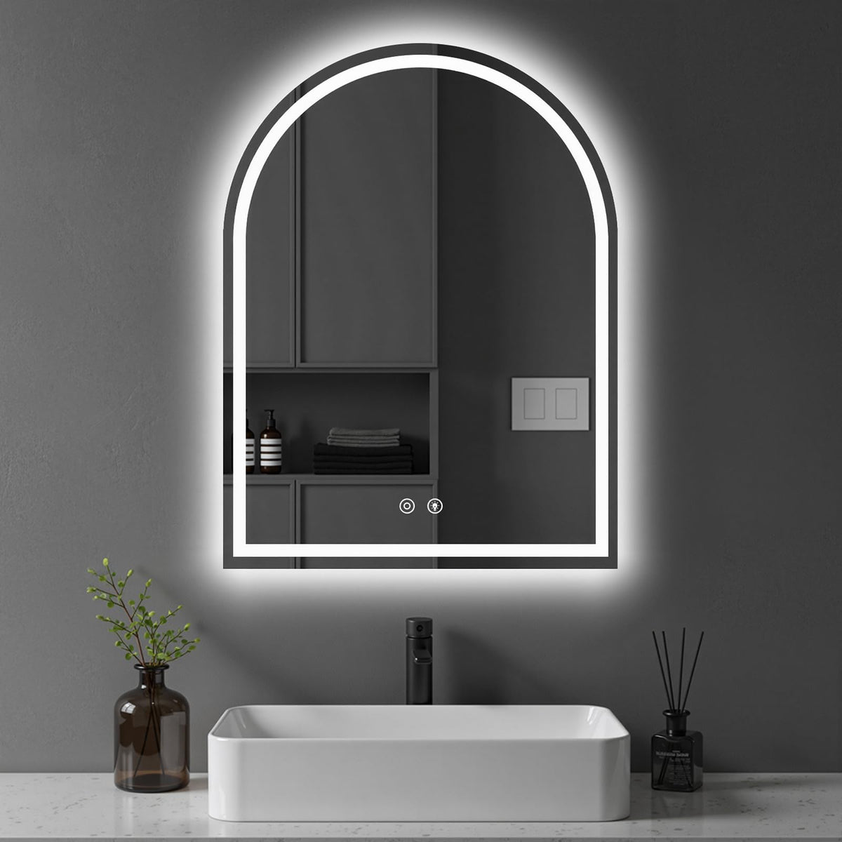 DUMOS 28 Inch Round LED Bathroom Mirror with Lights, Circle Vanity Mirror