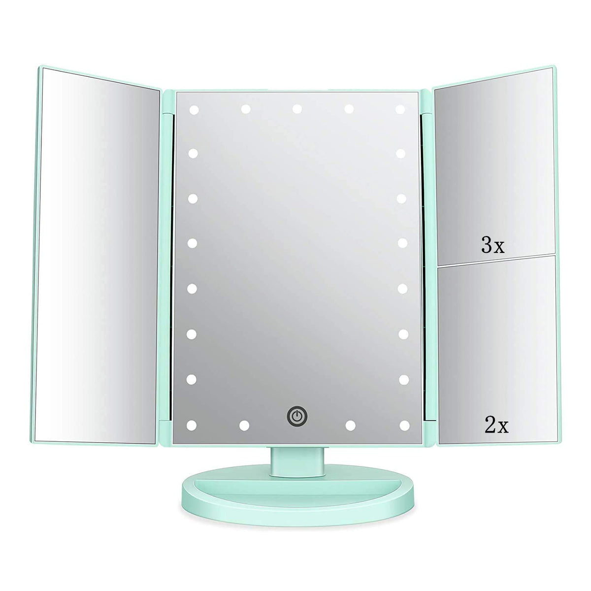 Flymiro Tri-fold Lighted Vanity Makeup Mirror with 3x/2x Magnification,Light up Mirror for Makeup,Touch Screen 21 LEDs,180° Rotation Countertop Cosmetic Mirror,Gifts for Women Mom Teen Girls