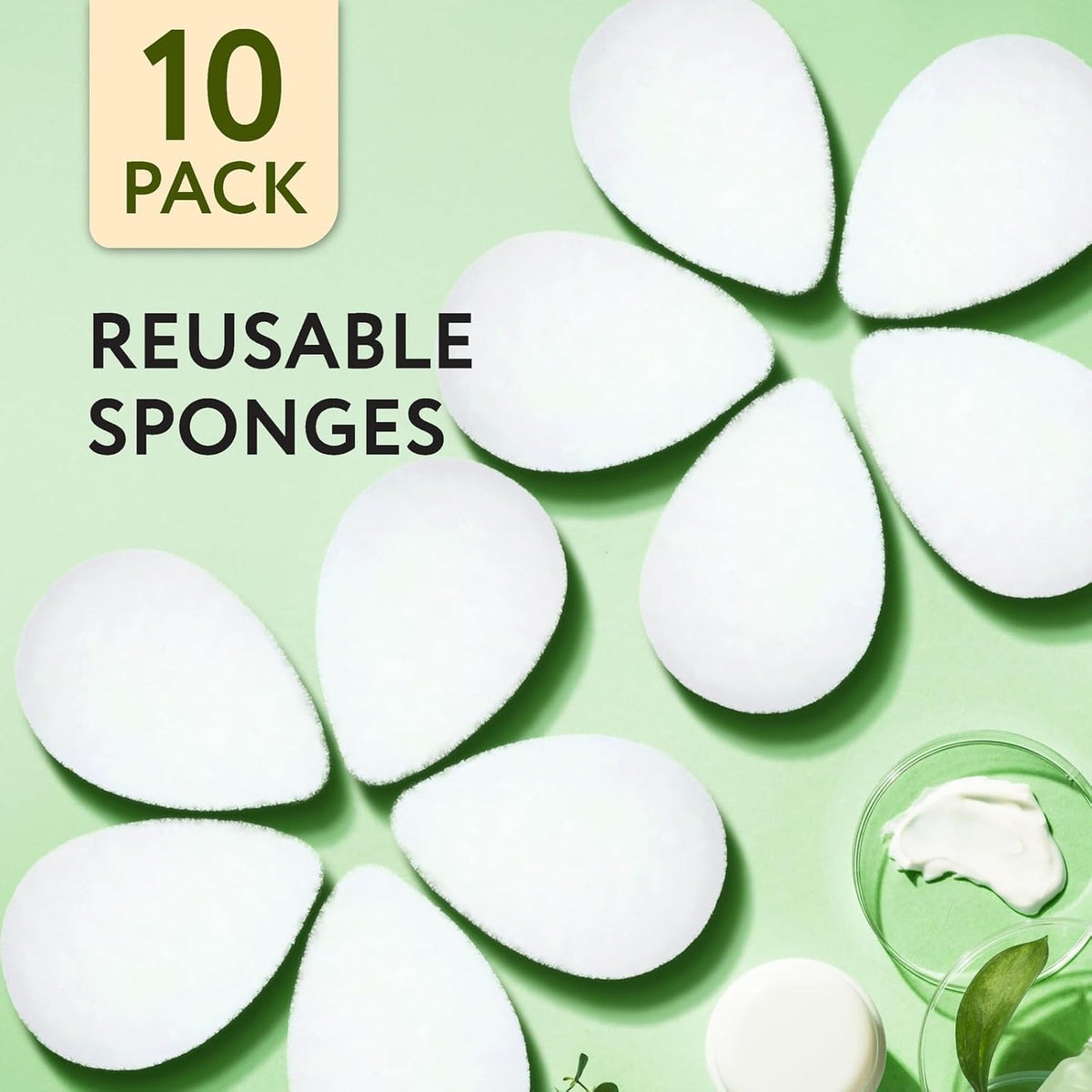 IMPRESA Facial Sponge - Daily Deep Cleansing Face Scrubber - Gentle Exfoliating Pads for Dead Skin Removal - Reusable Face Scrub Pads for Normal to Oily Skin (White, 1 Count (Pack of 10))