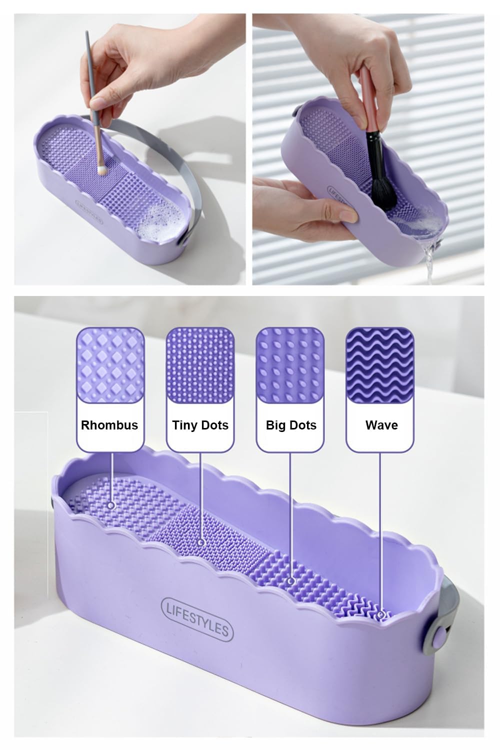 Makeup Brush Cleaner 3 in 1 Silicone Cleaner Bowl and Suspension Drying Rack,Slope Silicone Makeup Brush Cleaning Bowl Cleaning Tool,Cleaning The Dry Makeup Sponge,Powder Puff,Makeup Brush