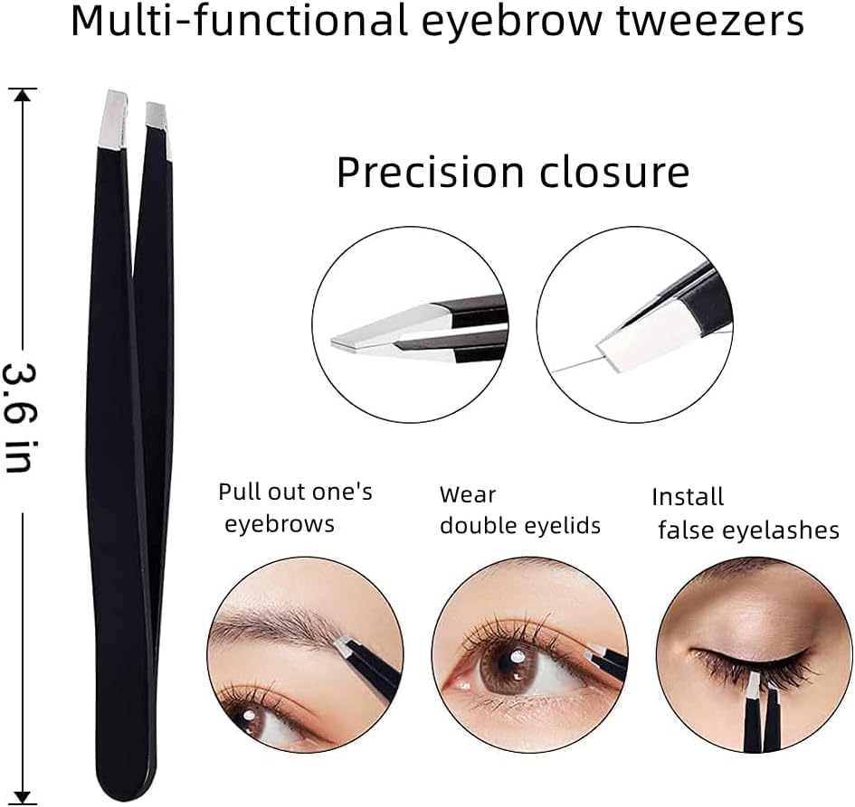 3-in-1 Eyebrow Scissors Kit，for Personal Facial Hair Removal,Multifunctional Ms. Exfoliating Beauty Tool，Including；Eyebrow Comb Scissors, Hair Removal Tweezers,Eyebrow Razor（Black