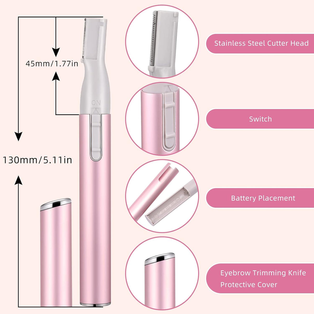 Chumia 2 Pcs Eyebrow Trimmer Face Shaver for Women, Pink, Black