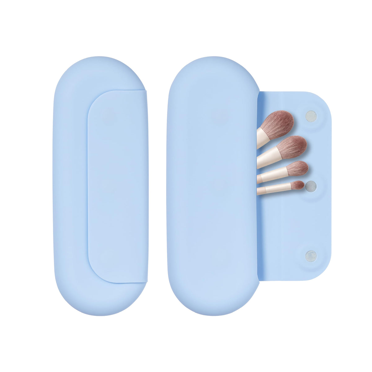 ÉCLAT Makeup Brush Cleaner Mat, 3 in 1 Brush Cleaner Bowl Holder & Cosmetic Tool Organizer Case for Travel, Storage & Air Drying, Portable Make Up Cleaning Tool for Sponges & Powder Puffs (Blue)