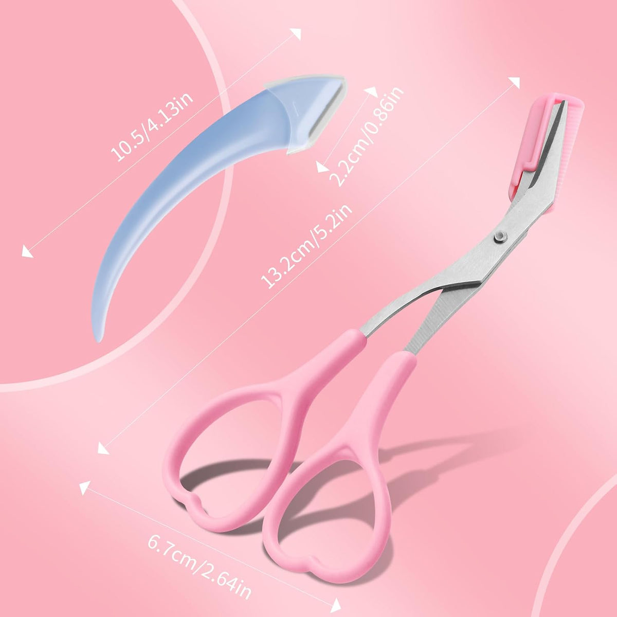 Eyebrow Scissors with Eyebrow Razor,Eyebrow Trimmer with Comb,Non Slip Finger Grips Trimmer Eyebrow Scissors, Hair Removal Beauty Accessories for Men Women (White. Pink. Blue.)