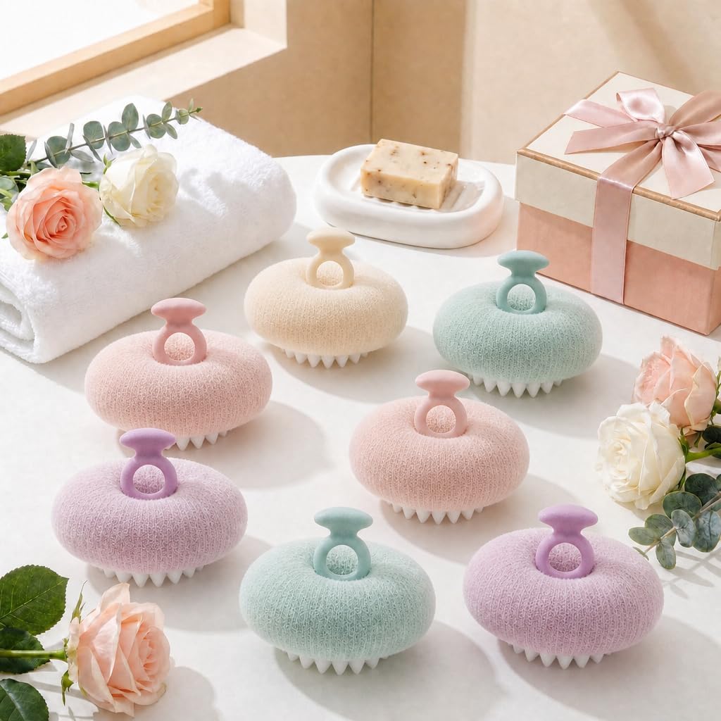 7 Pack Super Soft Sunflower Suction Cup Exfoliating Bath Sponge Ball
