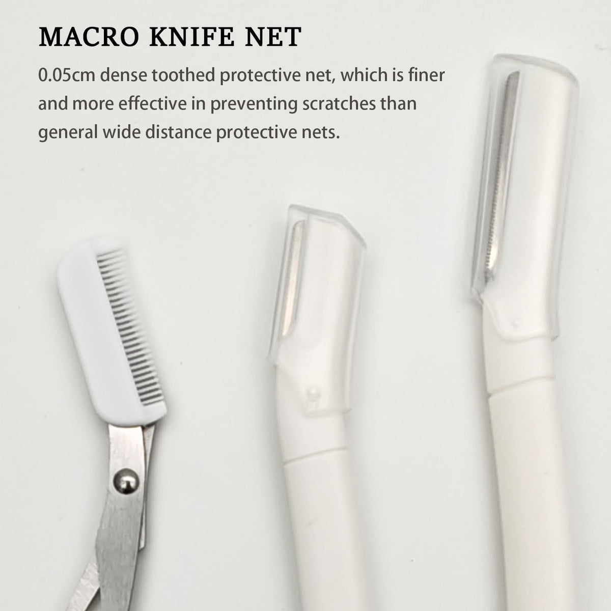 Eyebrow Razors Sets, 2PCS Razor with Protective Cover, 1PCS Scissor, Facial Hairs Peach Fuzz Removal, Face Shavers (Clear)