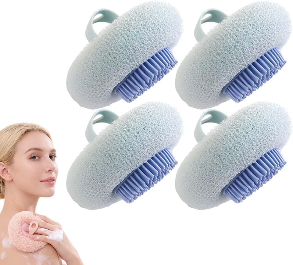 Super Soft Sunflower Suction Cup Bath Ball, 2026 New Exfoliating Bath Bath Sponge Cleaning Brush with Finger Rings for Women and Men (Begie, 4 pcs) (Set)