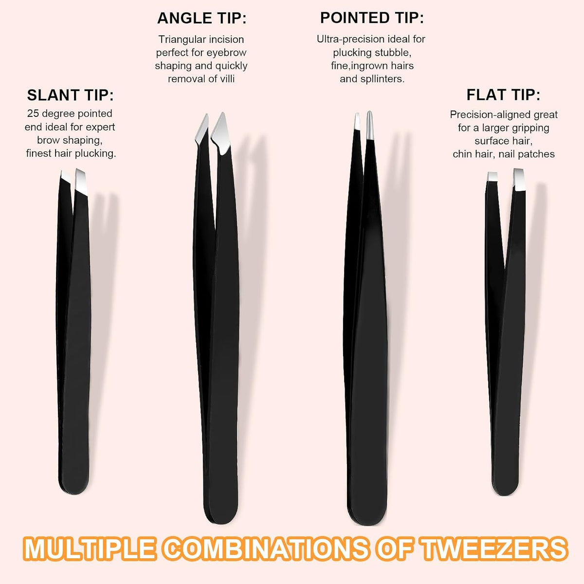 Yougai 9 Pcs Tweezers and Nail Clippers Set for Women Facial Hair with Travel Case, Professional Stainless Steel Eyebrow Tweezers Kit Great Precision Tweezers for Daily Beauty Tool