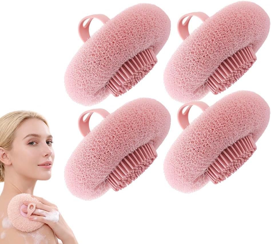 Super Soft Sunflower Suction Cup Bath Ball, 2026 New Exfoliating Bath Bath Sponge Cleaning Brush with Finger Rings for Women and Men (Begie, 4 pcs) (Set)