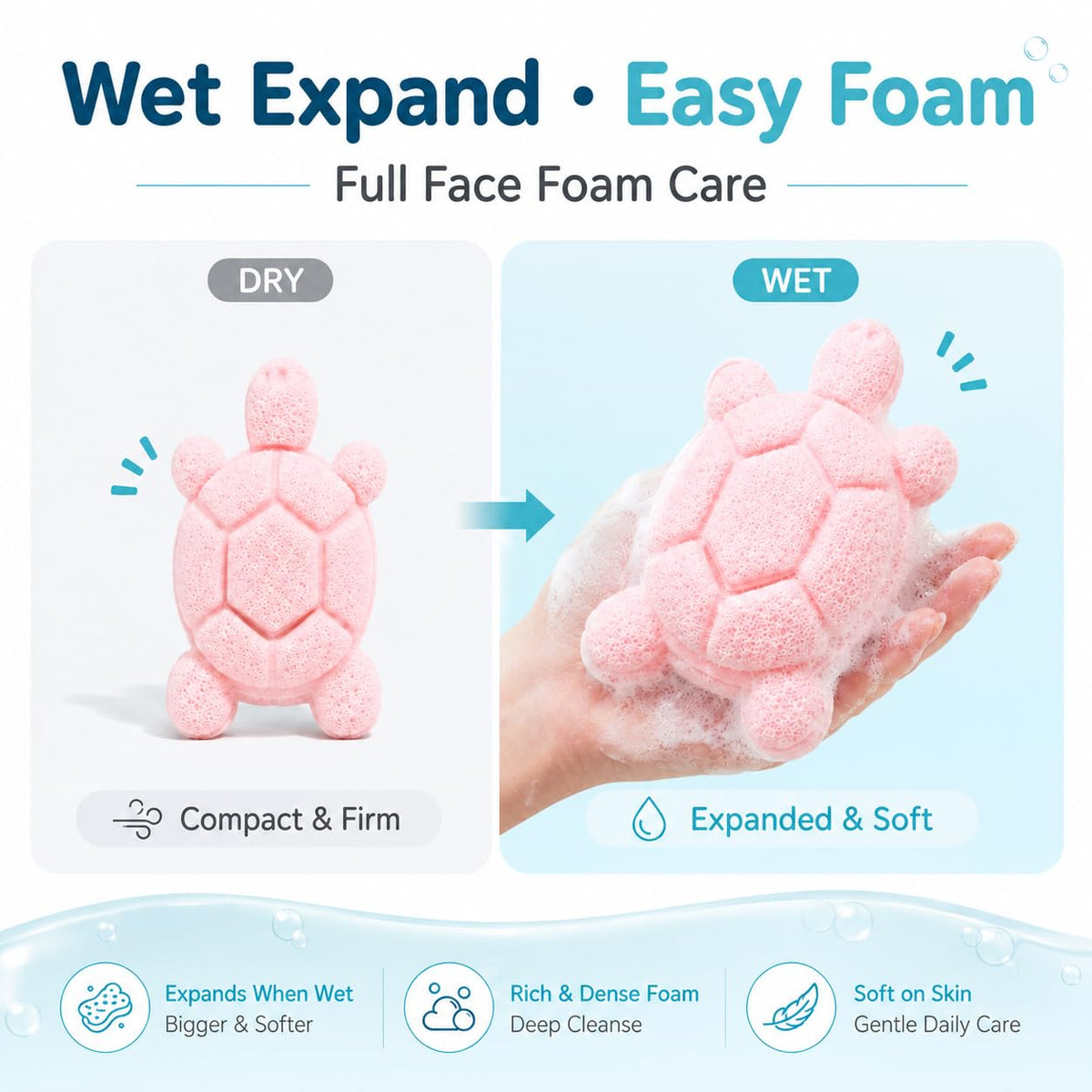 Cute Turtle Facial Sponge, Soft Reusable Face Scrubber Exfoliator, Gentle Makeup Remover & Daily Cleansing Sponge, Ideal for Sensitive Skin (4, MultiColor)