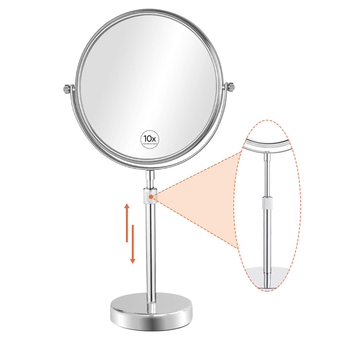 Nicesail Taller Tabletop Makeup Mirror, 8 Inch 5X Magnified, Matte Black