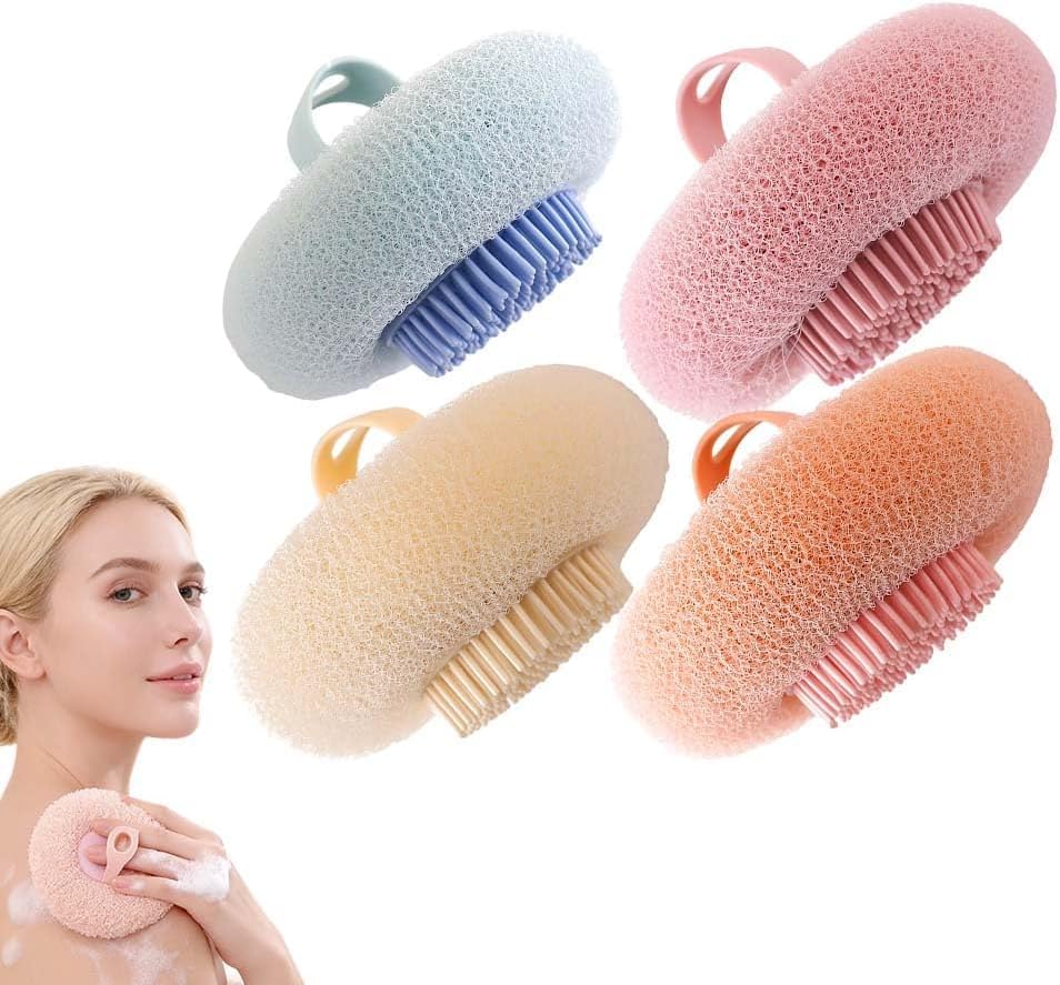 Super Soft Sunflower Suction Cup Bath Ball, 2026 New Exfoliating Bath Bath Sponge Cleaning Brush with Finger Rings for Women and Men (Begie, 4 pcs) (Set)