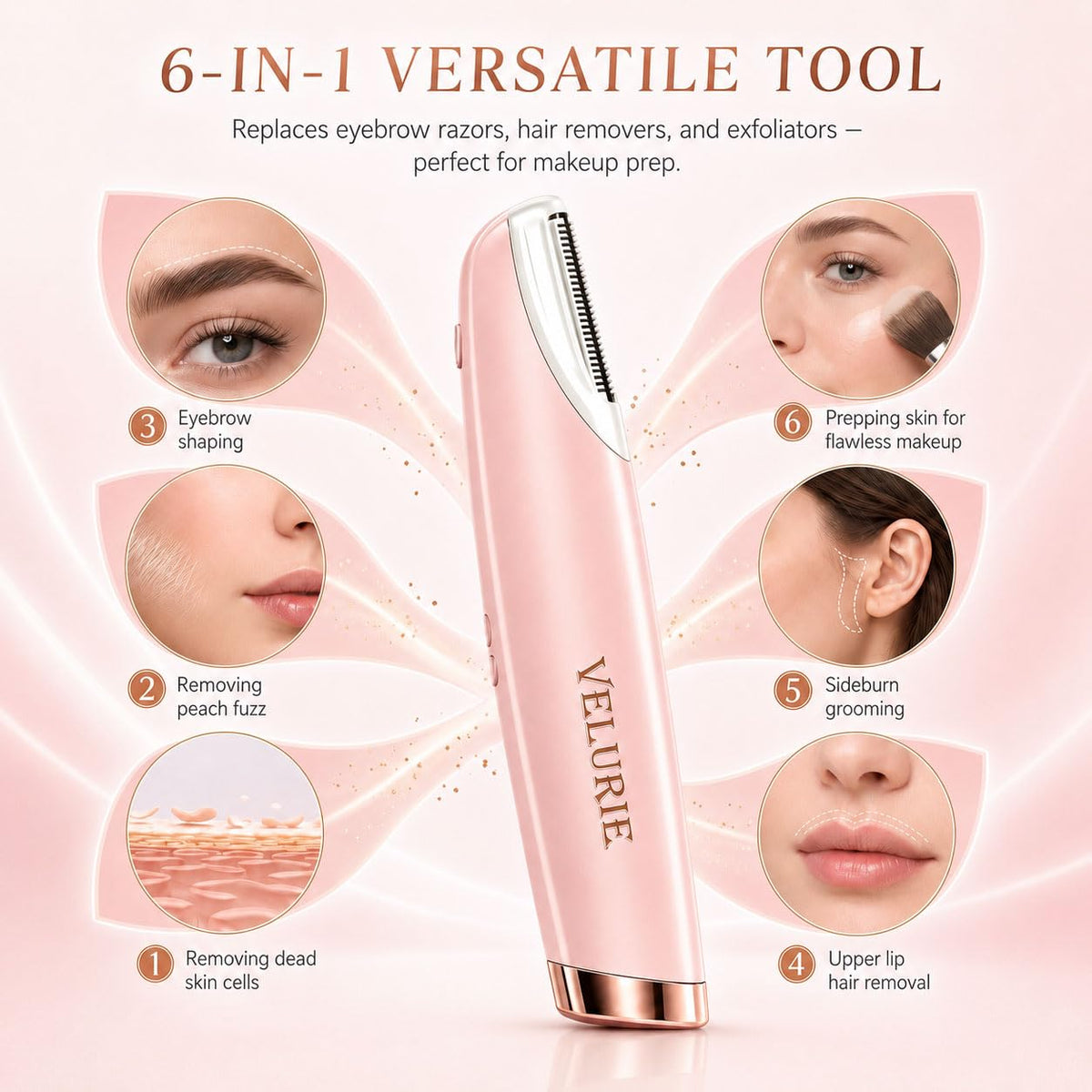 Sonic Dermaplane Razor for Women Face, Pink