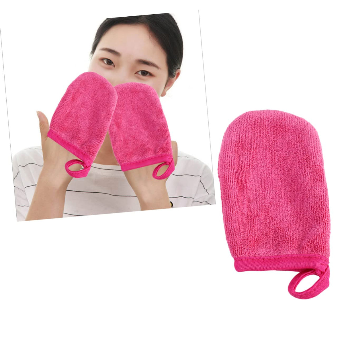 MERRYHAPY 3pcs Facial Cleaning Gloves Makeup Removal Puff Powder Puff Gentle Face Cleanser for Skin Types