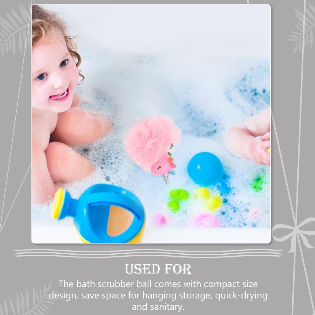 FOMIYES 2pcs Unicorn Bath Ball for Kids, Exfoliating Body Scrubber, Soft Pe Shower Sponge, Pink and Blue, 5.51 * 4.33 * 3.54inch, Gentle Skin Cleaning for Toddlers and Children