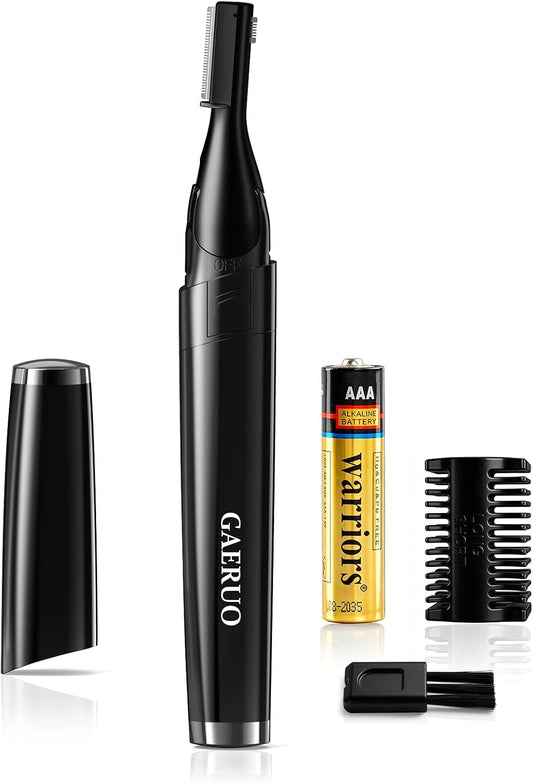 Electric Eyebrow Trimmer for Men Women, Painless Eyebrow Razor with Comb Battery, Dual-Blade Facial Hair Remover, Precision Shaver for Face, Upper Lip, Beard, Sideburns, Body, 30° Pivoting Head