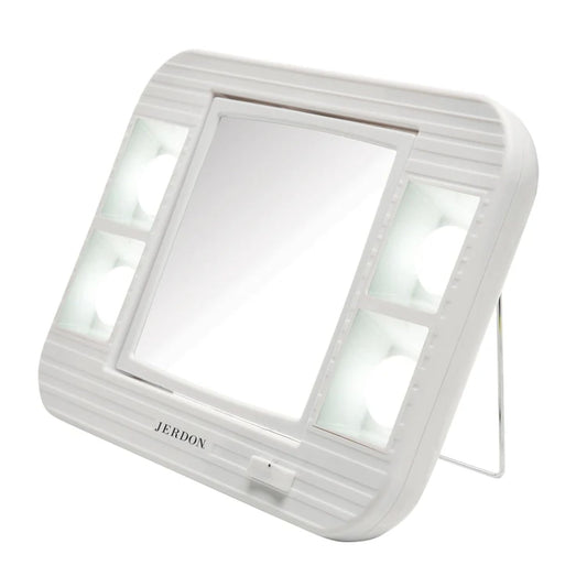 JERDON Lighted Makeup Mirror with 5X Magnification - White - J1015