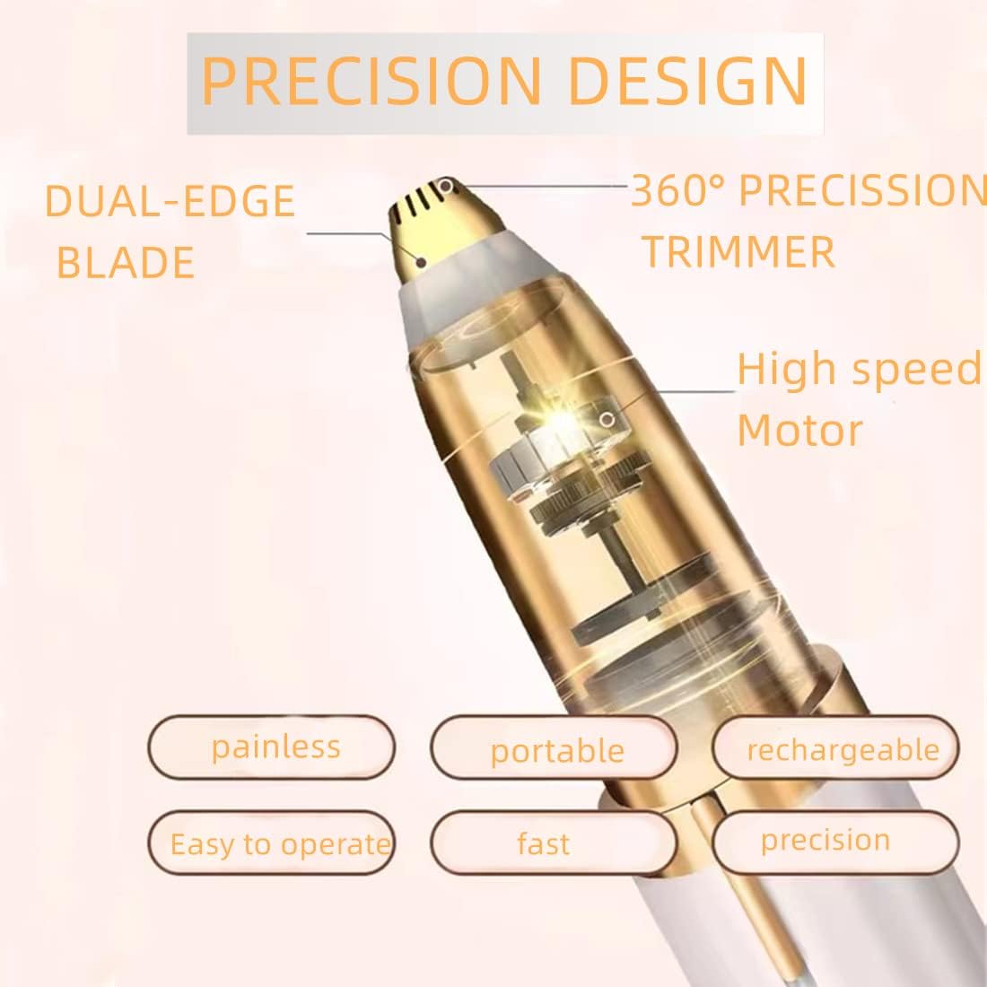 Women's Electric Eyebrow Hair Remover, LED Light, Stainless Steel Blade, Rechargeable, Anti-Allergenic, Multi-Functional, Clean Skin, No Pulling
