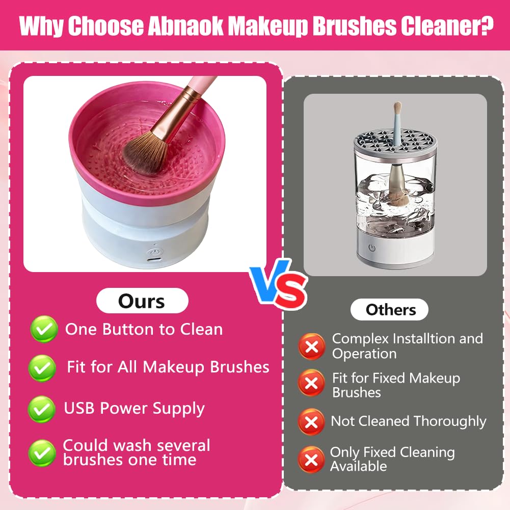 Electric Makeup Brush Cleaner, Silicone Cosmetic Brushes Cleaner, Automatic Make Up Brush Cleaner Spinner, Removes Residue on Make up Brushes, Sponge, Powder Puffs, Efficient Cleaning and Portable