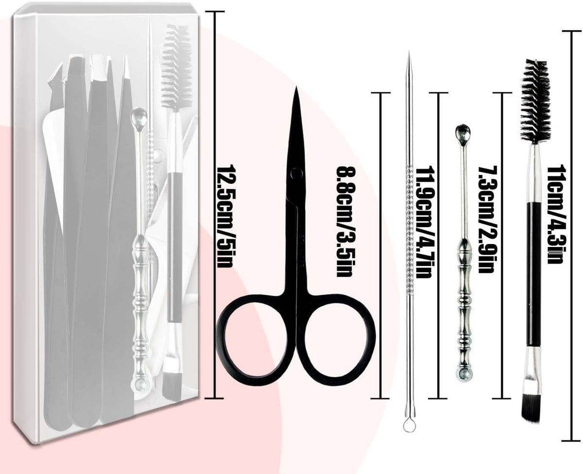 Tweezers for Women Facial Hair Eyebrow Kit Tweezer Set Black
