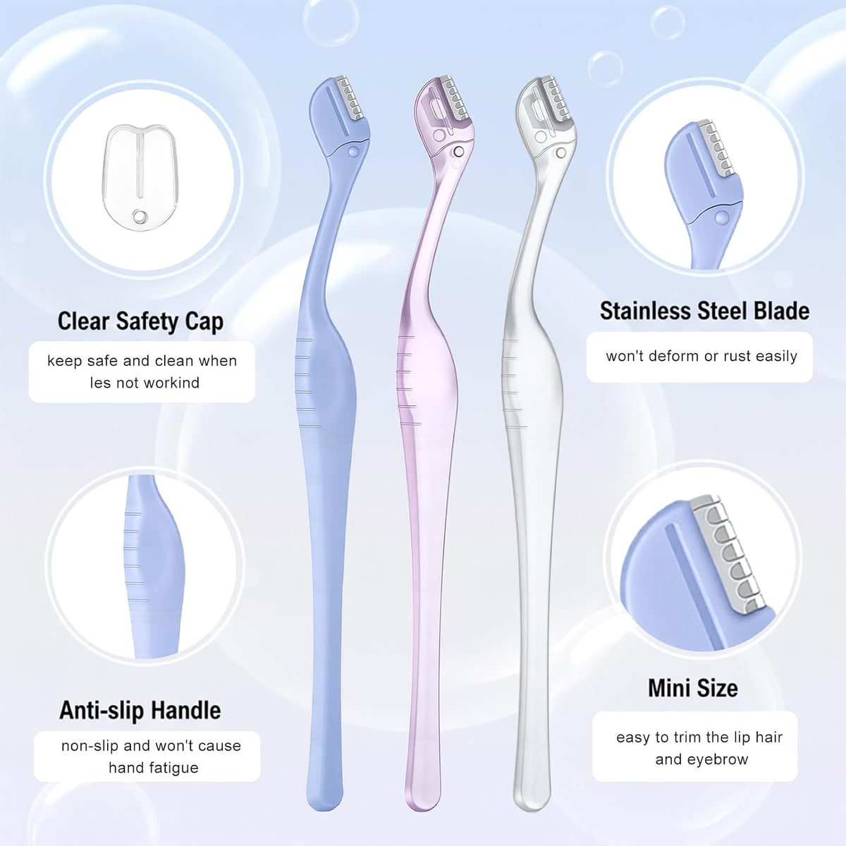 6 Pcs Eyebrow Razor for Women, Mini Eyebrow Razor Trimmer Small Face Razors Lip Hair Remover with Precision Cover Face Razors Eyebrows Shaver Shaving Removal Tool for Women Makeup FaceCare Tool