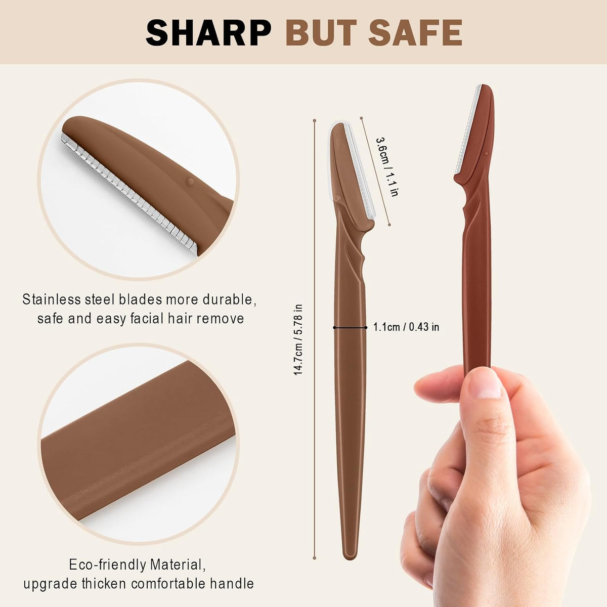 D 6 Pcs Face Razors for Women, Eyebrow Razors and Dermaplane Tool