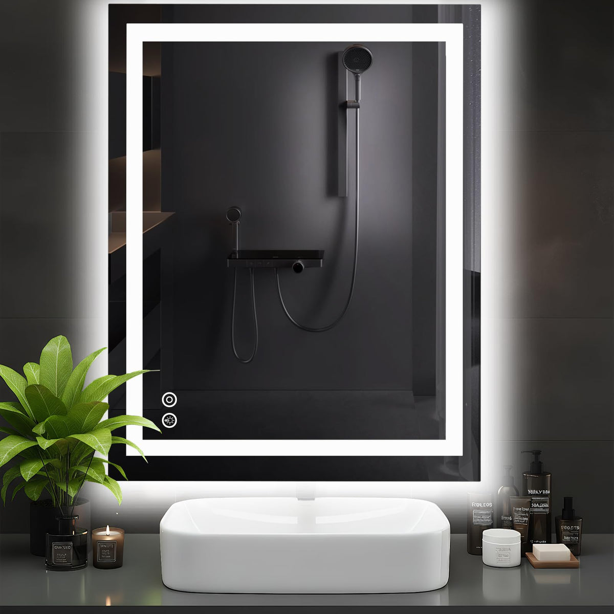 DUMOS 28 Inch Round LED Bathroom Mirror with Lights, Circle Vanity Mirror