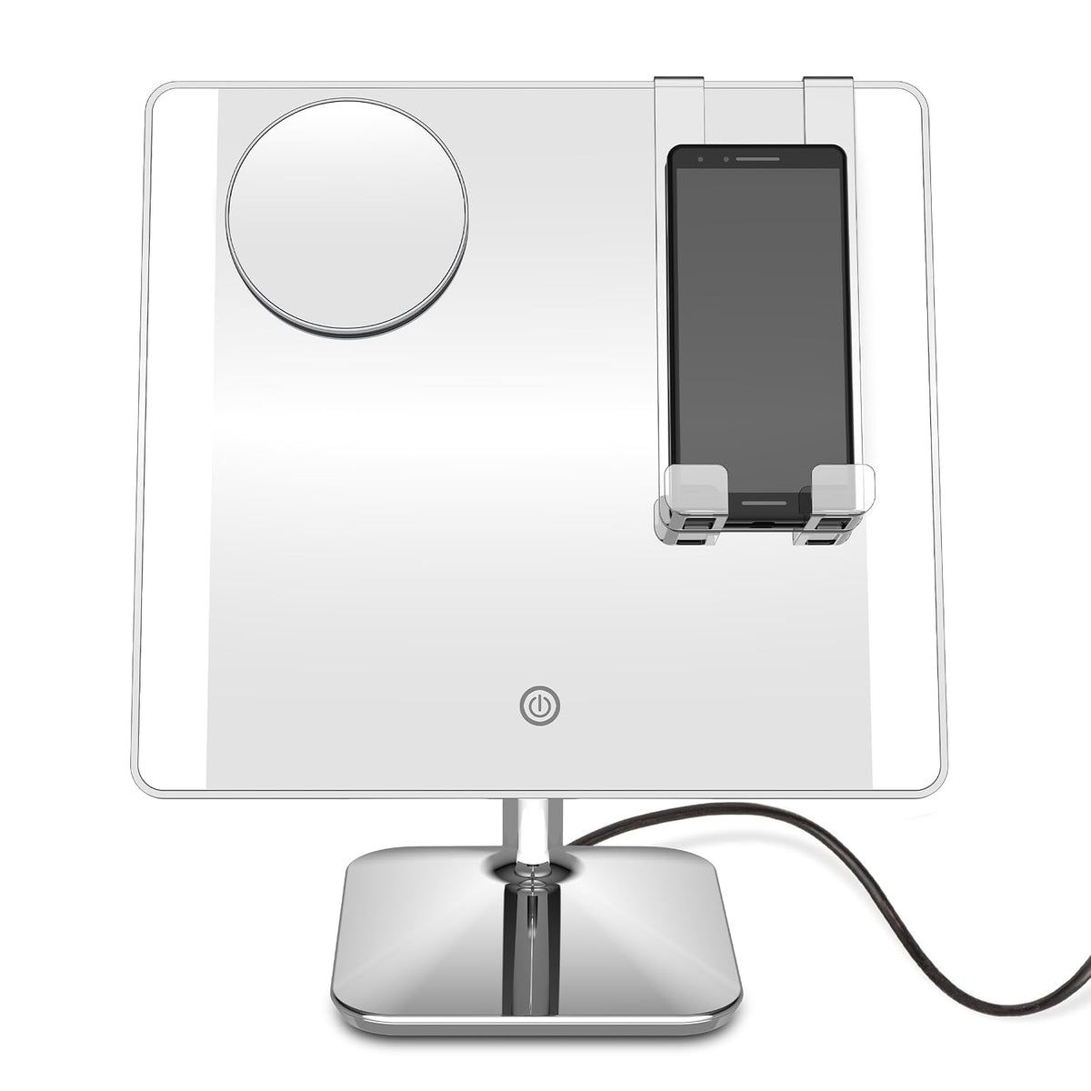 Conair Lighted Makeup Mirror, LED Vanity Mirror, 1X/10X Magnifying Mirror with Phone Holder, Corded in Polished Chrome