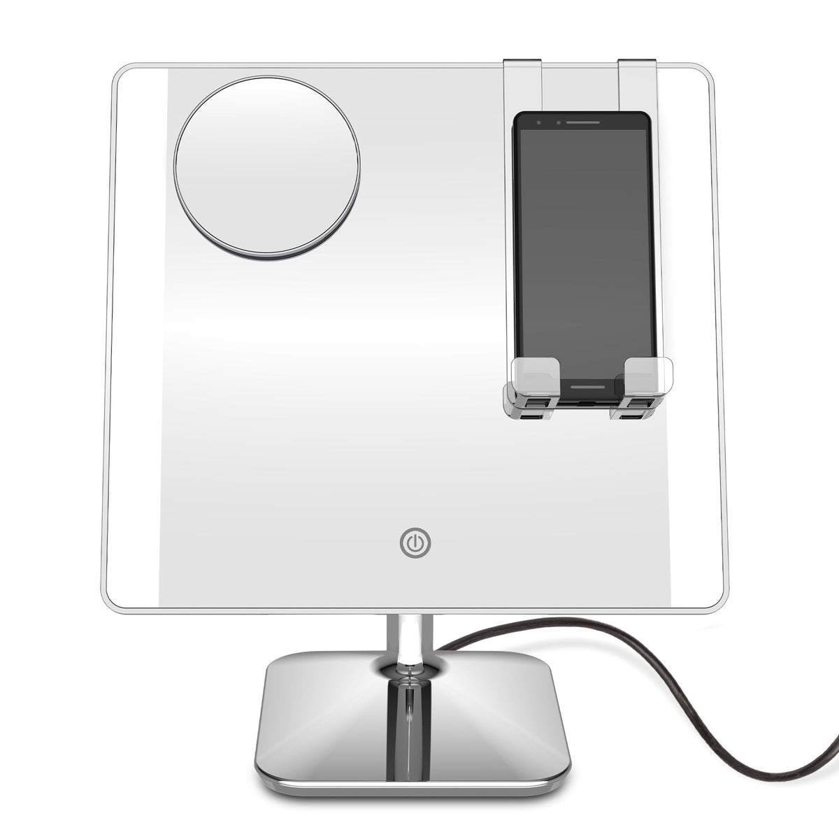 Conair Lighted Makeup Mirror, LED Vanity Mirror, 1X/10X Magnifying Mirror with Phone Holder, Corded in Polished Chrome