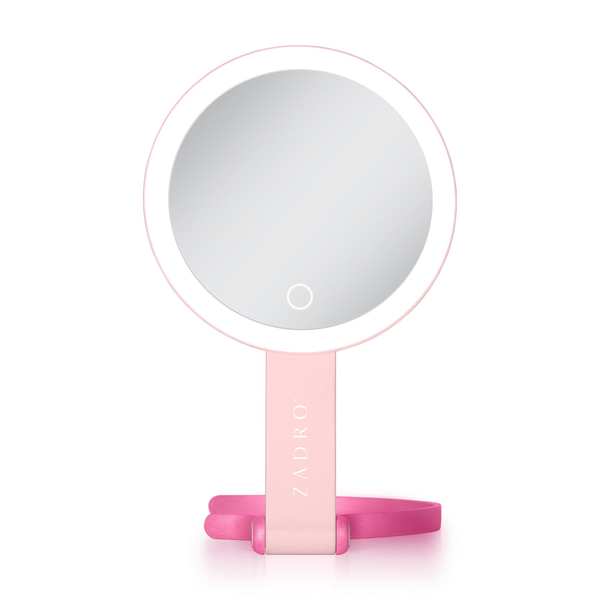 Zadro LED Lighted Makeup Mirror, 2-Sided with 1x & 10x Magnification, Rechargeable Portable Vanity Mirror with 3 Dimmable Color Settings, Handheld & Hands-Free Design, 6.25 Inch (Neutral/French Blue)
